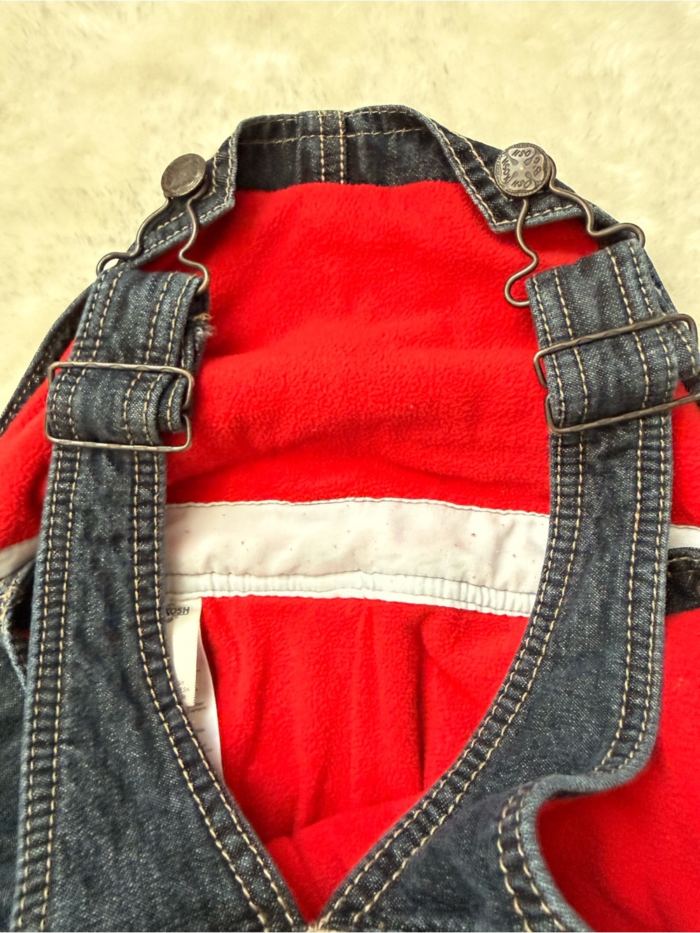 OshKosh B'gosh Dark Denim Overalls with Fleece Lined Interior Size 3T - Picture 6 of 8